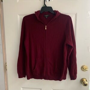 Charter Club 100% Cashmere Women’s Deep Red Zip-Up Sweater